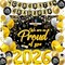 Class of 2026 Graduation Decorations Set - Black & Gold "We Are So Proud of You" Party Kit - Includes Fabric Backdrop, Grad Banner, Hanging Swirls & Balloons - Complete High School & College Supplies